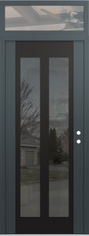 Diamond C14 36" x 96" anthracite/anthracite mirrored Glass Panel black LHI with Transom clear Glass