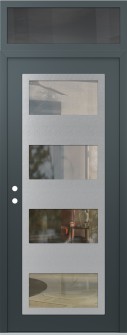 Diamond C2 36" x 96" anthracite/anthracite clear Glass Panel stainless steel RHI with Transom mirrored Glass