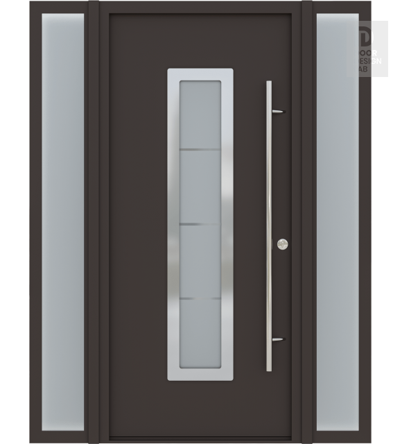 MODERN FRONT STEEL DOOR ARGOS BROWN/WHITE 61 1/16" X 81 11/16" LHI + SIDELITE LEFT/RIGHT