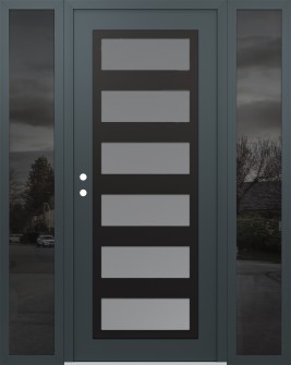 Diamond C9 60" x 80" anthracite/anthracite frosted Glass Panel black RHI with 2 Sidelites mirrored Glass