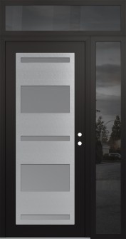 Diamond C10 48" x 96" black/white frosted Glass Panel stainless steel LHI with Sidelite and Transom mirrored Glass