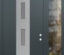 Modern Steel Front Door DIAMOND A7 50" X 96" ANTHRACITE/ANTHRACITE FROSTED GLASS PANEL STAINLESS STEEL LHI WITH SIDELITE AND TRANSOM CLEAR GLASS