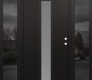 Modern Steel Front Door DIAMOND A11 60" X 80" BLACK/WHITE FROSTED GLASS PANEL BLACK LHI WITH 2 SIDELITES MIRRORED GLASS