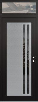Diamond C6 36" x 96" black/black mirrored Glass Panel stainless steel LHI with Transom clear Glass