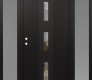 Modern Steel Front Door DIAMOND A7 64" X 80" BLACK/BLACK CLEAR GLASS PANEL BLACK RHI WITH 2 SIDELITES FROSTED GLASS