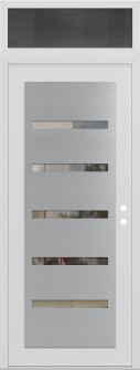 Diamond C7 36" x 96" white/white clear Glass Panel stainless steel LHI with Transom mirrored Glass