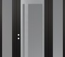 Modern Steel Front Door Diamond C15 68" x 96" black/white frosted Glass Panel stainless steel RHI with 2 Sidelites and Transom frosted Glass
