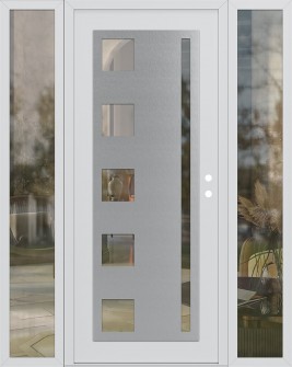 Diamond C3 68" x 80" white/white clear Glass Panel stainless steel LHI with 2 Sidelites clear Glass