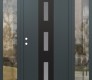 Modern Steel Front Door DIAMOND A7 64" X 80" ANTHRACITE/ANTHRACITE FROSTED GLASS PANEL BLACK RHI WITH 2 SIDELITES CLEAR GLASS