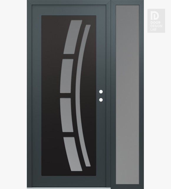 Modern Steel Front Door Diamond C12 50" x 80" anthracite/anthracite frosted Glass Panel black LHI with Sidelite frosted Glass