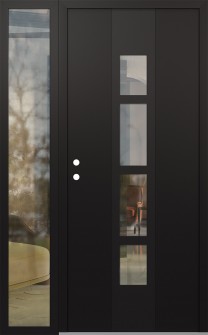 DIAMOND A10 48" X 80" BLACK/BLACK CLEAR GLASS PANEL BLACK RHI WITH SIDELITE CLEAR GLASS