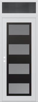 Diamond C2 36" x 96" white/white frosted Glass Panel black RHI with Transom mirrored Glass