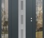Modern Steel Front Door DIAMOND A7 68" X 80" ANTHRACITE/ANTHRACITE FROSTED GLASS PANEL STAINLESS STEEL LHI WITH 2 SIDELITES CLEAR GLASS
