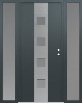 DIAMOND A12 60" X 80" ANTHRACITE/ANTHRACITE FROSTED GLASS PANEL STAINLESS STEEL LHI WITH 2 SIDELITES FROSTED GLASS