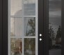 Modern Steel Front Door Diamond C16 50" x 96" black/black clear Glass Panel stainless steel LHI with Sidelite and Transom mirrored Glass
