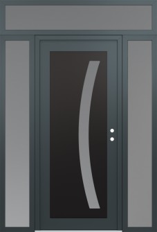 Diamond C4 60" x 96" anthracite/anthracite frosted Glass Panel black LHI with 2 Sidelites and Transom frosted Glass