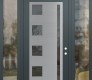 Modern Steel Front Door Diamond C3 64" x 96" anthracite/anthracite mirrored Glass Panel stainless steel LHI with 2 Sidelites and Transom clear Glass