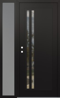 Diamond C6 48" x 80" black/black clear Glass Panel black RHI with Sidelite frosted Glass