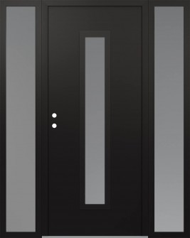 DIAMOND A11 64" X 80" BLACK/WHITE FROSTED GLASS PANEL BLACK RHI WITH 2 SIDELITES FROSTED GLASS