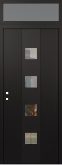 DIAMOND A12 36" X 96" BLACK/BLACK CLEAR GLASS PANEL BLACK RHI WITH TRANSOM FROSTED GLASS