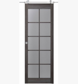 Palladio 10 Lite Vetro Gray Oak Barn doors