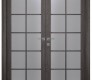 Palladio 10 Lite Vetro Gray Oak Modern Interior Double Swing Doors by Belldinni