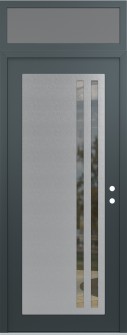 Diamond C6 36" x 96" anthracite/anthracite clear Glass Panel stainless steel LHI with Transom frosted Glass