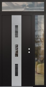 DIAMOND A7 50" X 96" BLACK/BLACK MIRRORED GLASS PANEL STAINLESS STEEL LHI WITH SIDELITE AND TRANSOM CLEAR GLASS