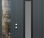Modern Steel Front Door DIAMOND A11 50" X 96" ANTHRACITE/ANTHRACITE FROSTED GLASS PANEL BLACK RHI WITH SIDELITE AND TRANSOM CLEAR GLASS