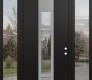 DIAMOND A9 60" X 96" BLACK/BLACK CLEAR GLASS PANEL STAINLESS STEEL RHI WITH 2 SIDELITES AND TRANSOM CLEAR GLASS