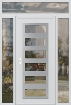 Diamond C9 60" x 96" white/white clear Glass Panel stainless steel RHI with 2 Sidelites and Transom clear Glass