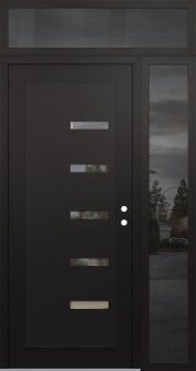 Diamond C8 50" x 96" black/black clear Glass Panel black LHI with Sidelite and Transom mirrored Glass