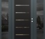 Modern Steel Front Door Diamond C11 68" x 80" anthracite/anthracite clear Glass Panel black LHI with 2 Sidelites mirrored Glass