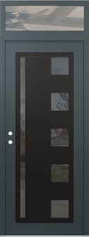 Diamond C3 36" x 96" anthracite/anthracite mirrored Glass Panel black RHI with Transom clear Glass