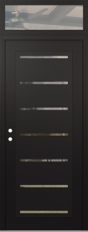 Diamond C11 36" x 96" black/black clear Glass Panel black RHI with Transom clear Glass