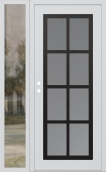 Diamond C16 50" x 80" white/white frosted Glass Panel black RHI with Sidelite clear Glass