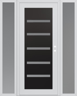 Diamond C7 68" x 80" white/white frosted Glass Panel black LHI with 2 Sidelites frosted Glass