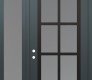 Modern Steel Front Door Diamond C16 52" x 96" anthracite/anthracite frosted Glass Panel black RHI with Sidelite and Transom frosted Glass