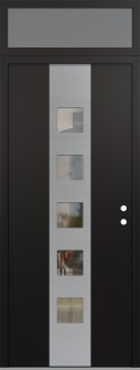 DIAMOND A13 36" X 96" BLACK/BLACK CLEAR GLASS PANEL STAINLESS STEEL LHI WITH TRANSOM FROSTED GLASS