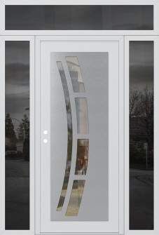 Diamond C12 64" x 96" white/white clear Glass Panel stainless steel RHI with 2 Sidelites and Transom mirrored Glass