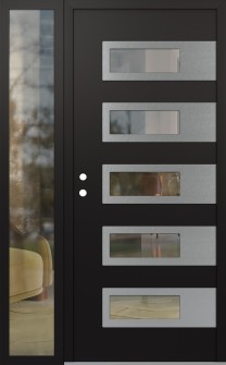 Diamond D3 48" x 80" black/black clear Glass Panel stainless steel RHI with Sidelite clear Glass