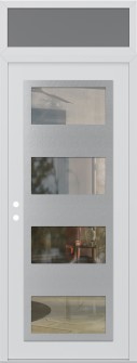 Diamond C2 36" x 96" white/white clear Glass Panel stainless steel RHI with Transom frosted Glass