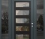 Modern Steel Front Door Diamond C9 64" x 96" anthracite/anthracite clear Glass Panel black LHI with 2 Sidelites and Transom mirrored Glass
