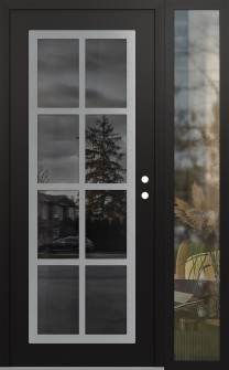 Diamond C16 52" x 80" black/black mirrored Glass Panel stainless steel LHI with Sidelite clear Glass