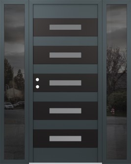 Diamond D9 68" x 80" anthracite/anthracite Frosted Glass Panel black RHI with 2 Sidelites Mirrored Glass