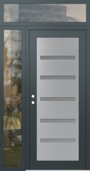 Diamond C7 52" x 96" anthracite/anthracite frosted Glass Panel stainless steel RHI with Sidelite and Transom clear Glass