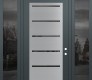 Modern Steel Front Door Diamond C11 64" x 96" anthracite/anthracite mirrored Glass Panel stainless steel LHI with 2 Sidelites and Transom mirrored Glass