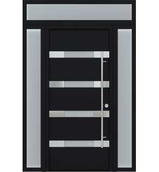 MODERN FRONT STEEL DOOR AURA BLACK/WHITE 61 1/16" X 95 11/16" RHI + SIDEITE LEFT/RIGHT + TRANSOM