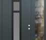 Modern Steel Front Door DIAMOND A9 50" X 96" ANTHRACITE/ANTHRACITE FROSTED GLASS PANEL BLACK LHI WITH SIDELITE AND TRANSOM CLEAR GLASS