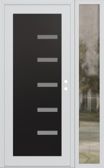 Diamond C8 48" x 80" white/white frosted Glass Panel black LHI with Sidelite clear Glass